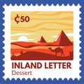 Inland letter, dessert landscape with pyramids
