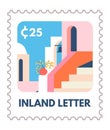 Inland letter, postcard or postal mark vector