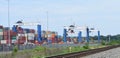 Inland Port Greer cranes load outbound train Royalty Free Stock Photo