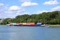 Inland shipping transport on the rhine river near germersheim