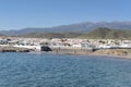 Inland views of the peaceful sleepy town featuring quaint white houses with red rooftops at Abades, Tenerife, Canary Islands