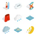 Inland water icons set, isometric style