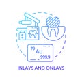 Inlays and onlays blue gradient concept icon