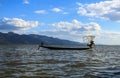 Inle fisherman and fishing tool in Inle lake Myanmar Royalty Free Stock Photo