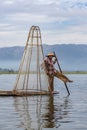 Leg rowing fisherman at Inle Lake, Shan State, Myanmar