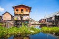 Inle Lake and fishermen's village Royalty Free Stock Photo