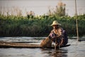 Leg-Rowing Fisherman, Inle Lake, Shan State, Myanmar Royalty Free Stock Photo