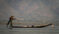 Leg-Rowing Fisherman, Inle Lake, Shan State, Myanmar Royalty Free Stock Photo