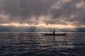 Inle Lake Intha fishermen at sunset in Myanmar Burma Royalty Free Stock Photo