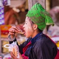 INLE LAKE, MYANMAR - December 01, 2014: an unidentified girl in