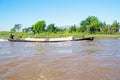 INLE LAKE, MYANMAR - NOVEMBER 15, 2015: Transporting bags of rice