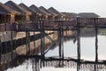 Inle Lake Myanmar 12/16/2015 Shwe Inn Tha Floating Resort hotel on stilt in lake