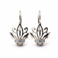 Inlet Earrings: Silver And Diamond Art Nouveau Floral Motifs