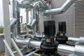 Inline centrifugal pumps with pipework