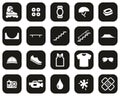 Inline Extreme Sport & Equipment Icons White On Black Flat Design Set Big