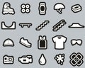 Inline Extreme Sport & Equipment Icons White On Black Sticker Set Big