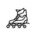 Black line icon for Inline, roller blades and wheels Royalty Free Stock Photo