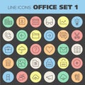 Inline Office Icons Collection Royalty Free Stock Photo