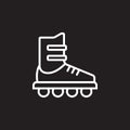 Inline skate line icon, roller outline vector sign, linear pictogram isolated on black.
