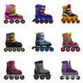 Inline skates icons set cartoon vector. Inline activity