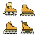 Inline skates icons set vector flat