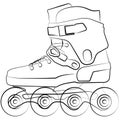 Inline skates, Roller Freeskate, Freestyle Slalom Rollerblad. sketch drawing, contour lines drawn