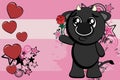 Inlove little kawaii black bull cartoon background