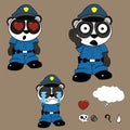 Inlove panda bear cartoon with police man custome set collection Royalty Free Stock Photo
