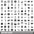 100 inn icons set, simple style Royalty Free Stock Photo