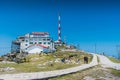 Inn and transmission antenna on the Rhune mountain in the Atlantic Pyrenees