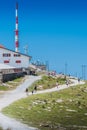 Inn and transmission antenna on the Rhune mountain in the Atlantic Pyrenees