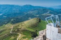 Inn and transmission antenna on the Rhune mountain in the Pyrenees Atlantiques