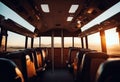 innen bus den tour busreise n sonnenaufgang interior indoor fun sun mood coach waddle sunbeam seat look bokeh travel excursion Royalty Free Stock Photo