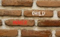 Inner child symbol. Concept words Inner child on beautiful brown bricks. Beautiful brick wall background. Beautiful brick wall. Royalty Free Stock Photo