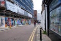 Inner City Construction Site Development Surrounded By Scaffolding With Saferty Netting And Painted Security Fencing Royalty Free Stock Photo