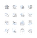 Inner-city courier services line icons collection. Expedite, Urban, Swift, Rush, Delivery, Transit, Fast vector and