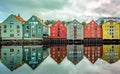 The inner city\'s waterside warehouses by the river Nidelva in Trondheim.