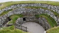 Inner court surrounded by stone walls of the Broch of Clickimin