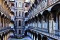 Inner courtyard of beautiful old historic brick residential apartment building in Budapest Royalty Free Stock Photo