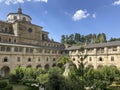 The inner courtyard of the Benedictine Monastery of San XuliÃÂ¡n, a landmark along the Camino de Santiago, Samos, Spain.