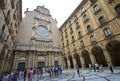 Inner courtyard of the church in Benedictine abbey Santa Maria de Montserrat in Monistrol de Montserrat, Spain