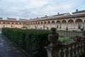 Inner courtyard of Florence Charterhouse church. Certosa di Galluzzo di Firenze. Italy.