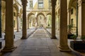 Inner courtyard of an old building in the historical center of Milan, Italy Royalty Free Stock Photo