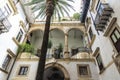 Inner courtyard an old classic building, Palermo, Sicily, Italy Royalty Free Stock Photo