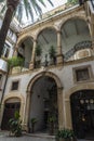 Inner courtyard an old classic building, Palermo, Sicily, Italy Royalty Free Stock Photo