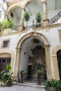 Inner courtyard an old classic building, Palermo, Sicily, Italy Royalty Free Stock Photo