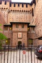 The inner courtyard and the Powder tower of the Sforzesco Castle - Castello Sforzesco in Milan, Italy Royalty Free Stock Photo