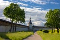 Inner courtyard Pskov Kremlin in the evening Royalty Free Stock Photo