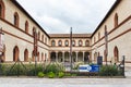 The inner courtyard of the Sforzesco Castle - Castello Sforzesco in Milan, Italy Royalty Free Stock Photo