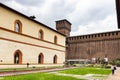 The inner courtyard of the Sforzesco Castle - Castello Sforzesco in Milan, Italy Royalty Free Stock Photo